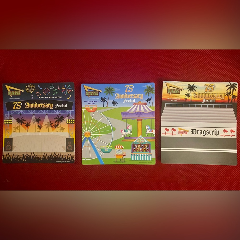 In-N-Out 75th Anniversary Sticker Sheets Complete Set of 3